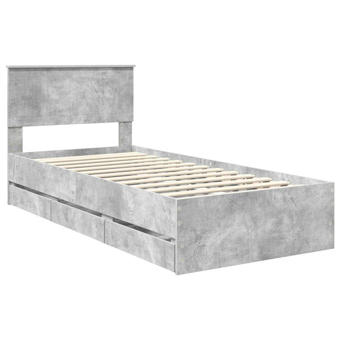 Cadru de pat Gri din beton 90 x 190 cm Lemn Ingineresc - WALTI WALTI