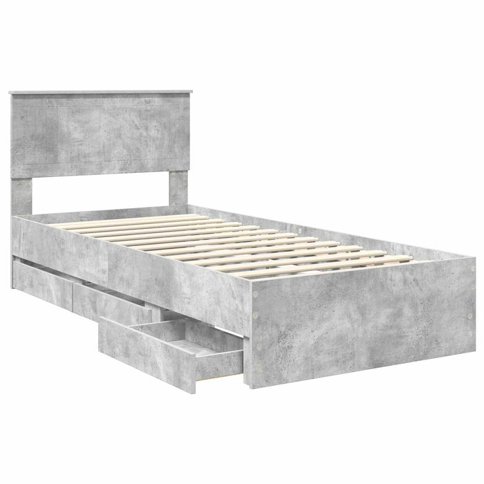 Cadru de pat Gri din beton 90 x 190 cm Lemn Ingineresc - WALTI WALTI