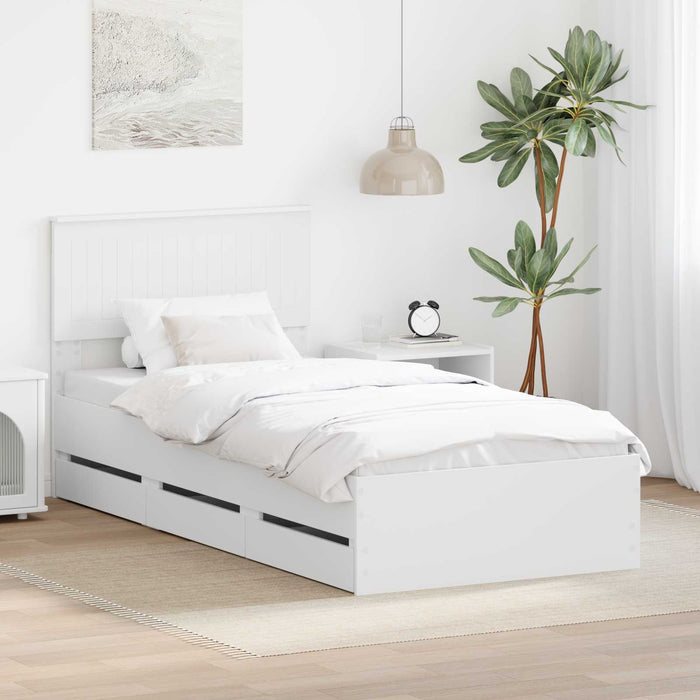 Cadru de pat cu sertar Alb 90 x 200 cm Lemn Ingineresc - WALTI WALTI