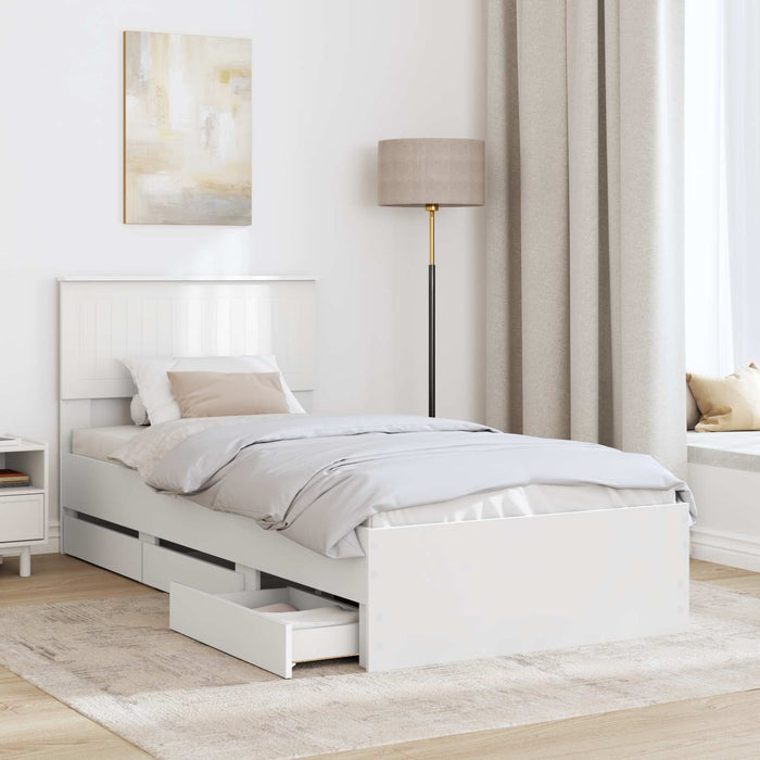 Cadru de pat cu sertar Alb 90 x 200 cm Lemn Ingineresc - WALTI WALTI