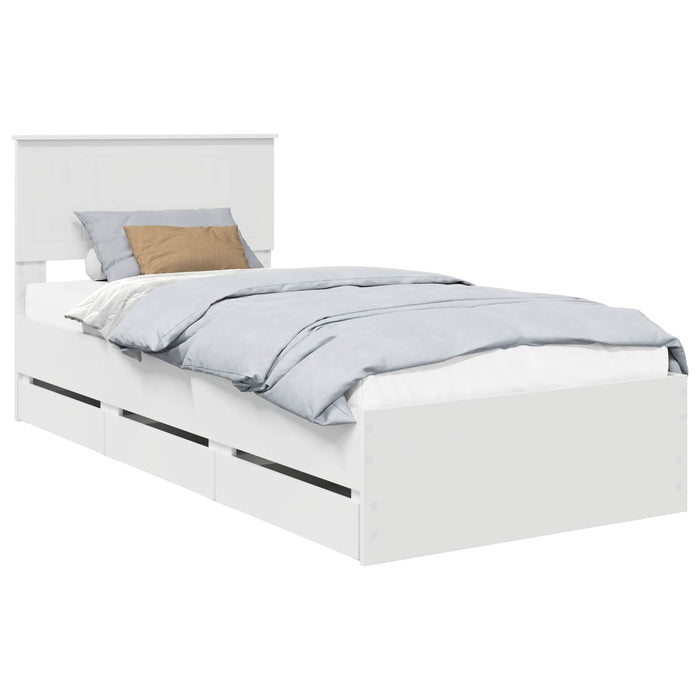 Cadru de pat cu sertar Alb 90 x 200 cm Lemn Ingineresc - WALTI WALTI