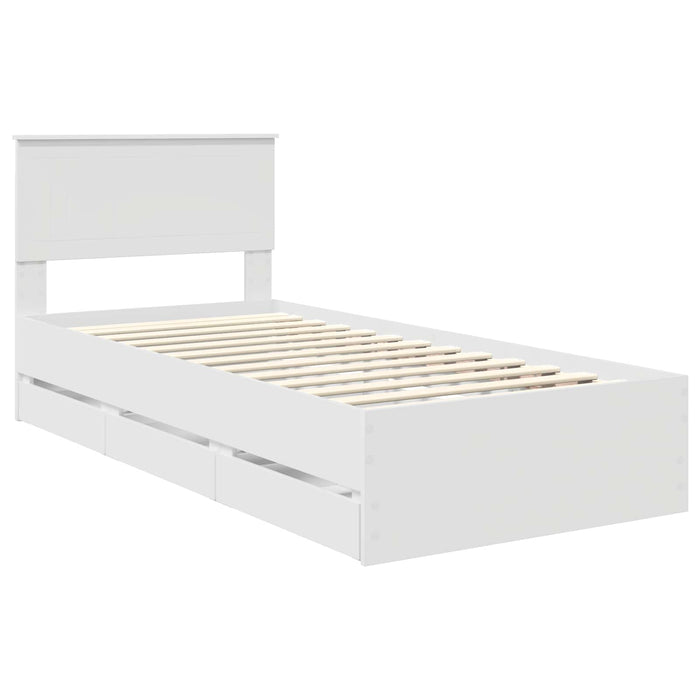 Cadru de pat cu sertar Alb 90 x 200 cm Lemn Ingineresc - WALTI WALTI