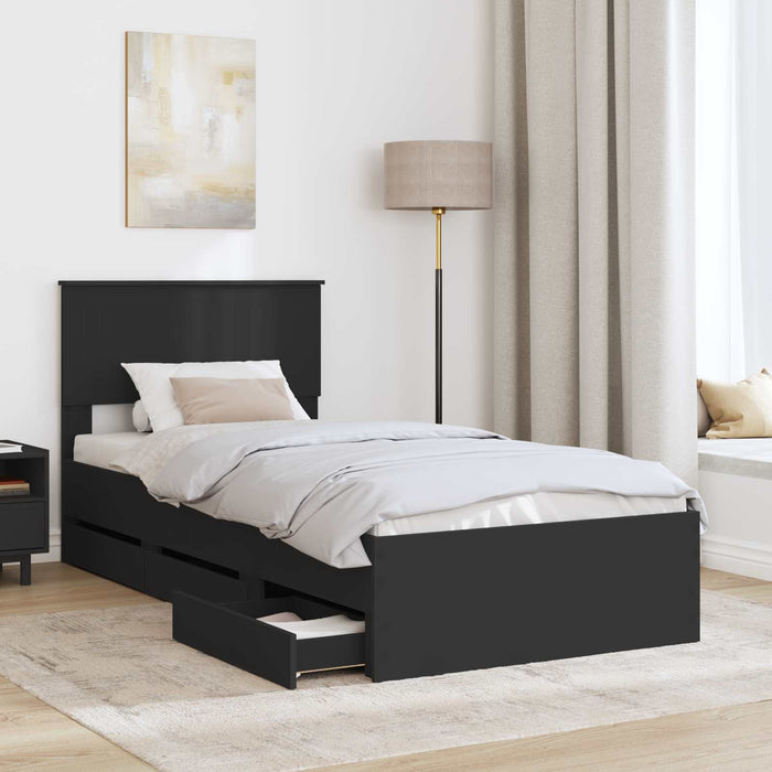Cadru de pat cu sertar Negru 90 x 200 cm Lemn Ingineresc - WALTI WALTI