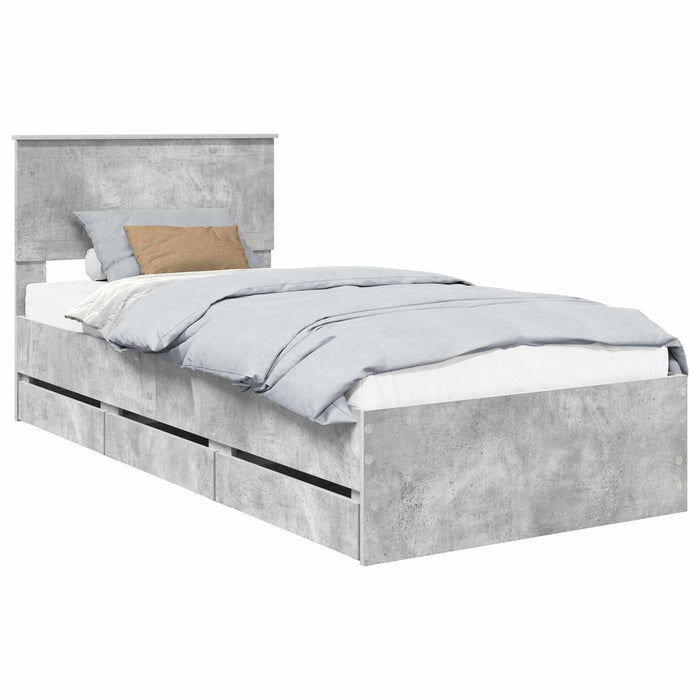 Cadru de pat Gri din beton 90 x 200 cm Lemn Ingineresc - WALTI WALTI