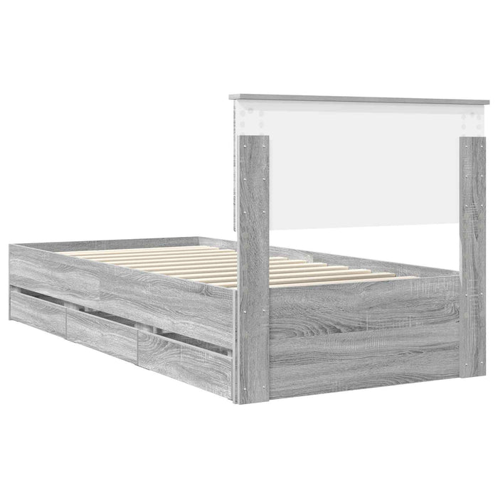 Cadru de pat cu sertar Gri Sonoma 90 x 200 cm Lemn Ingineresc - WALTI WALTI