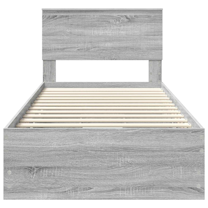 Cadru de pat cu sertar Gri Sonoma 90 x 200 cm Lemn Ingineresc - WALTI WALTI