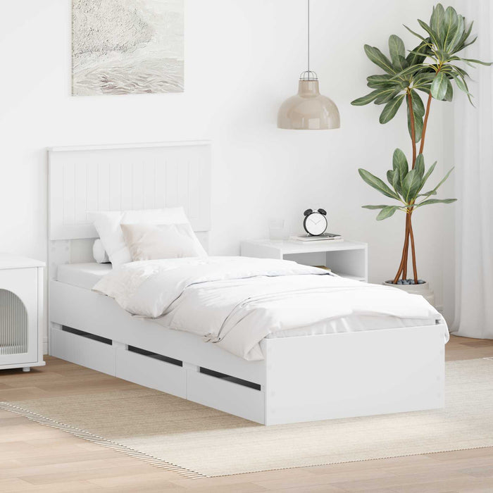 Cadru de pat cu sertar Alb 75 x 190 cm Lemn Ingineresc - WALTI WALTI