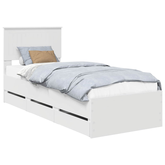 Cadru de pat cu sertar Alb 75 x 190 cm Lemn Ingineresc - WALTI WALTI