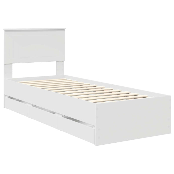 Cadru de pat cu sertar Alb 75 x 190 cm Lemn Ingineresc - WALTI WALTI
