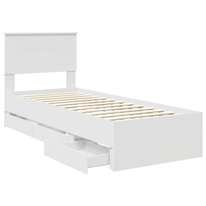 Cadru de pat cu sertar Alb 75 x 190 cm Lemn Ingineresc - WALTI WALTI