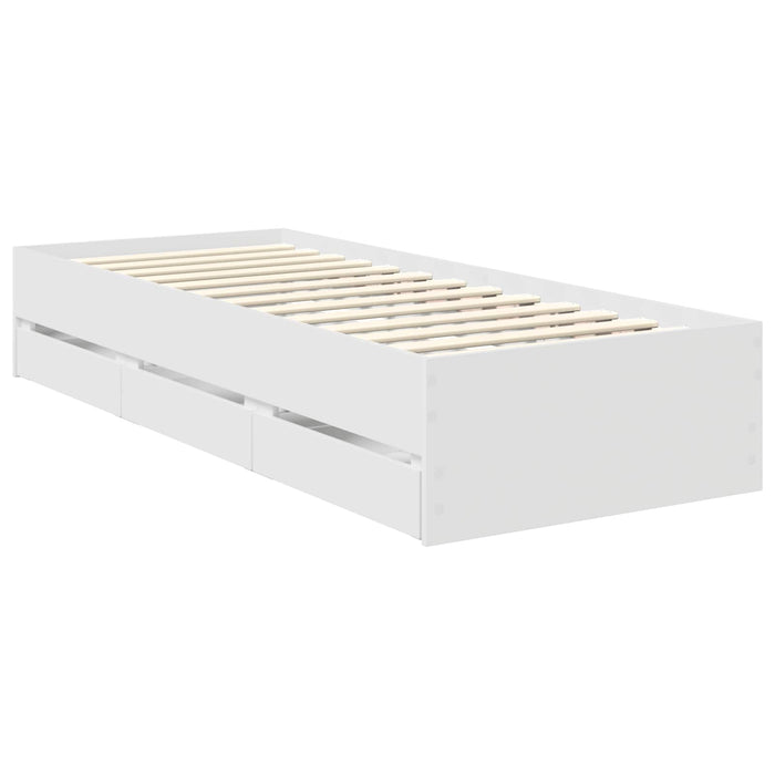 Cadru de pat cu sertar Alb 75 x 190 cm Lemn Ingineresc - WALTI WALTI