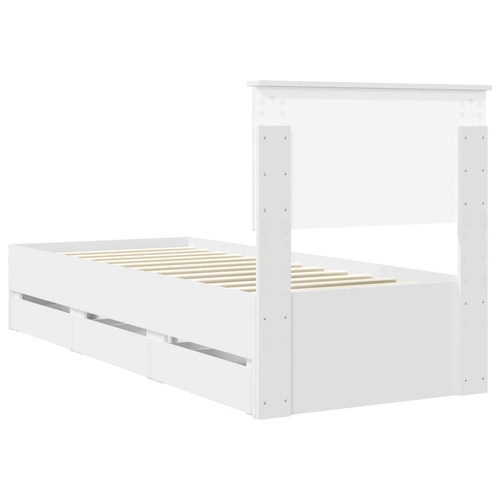Cadru de pat cu sertar Alb 75 x 190 cm Lemn Ingineresc - WALTI WALTI