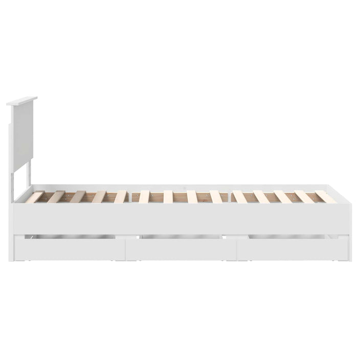 Cadru de pat cu sertar Alb 75 x 190 cm Lemn Ingineresc - WALTI WALTI