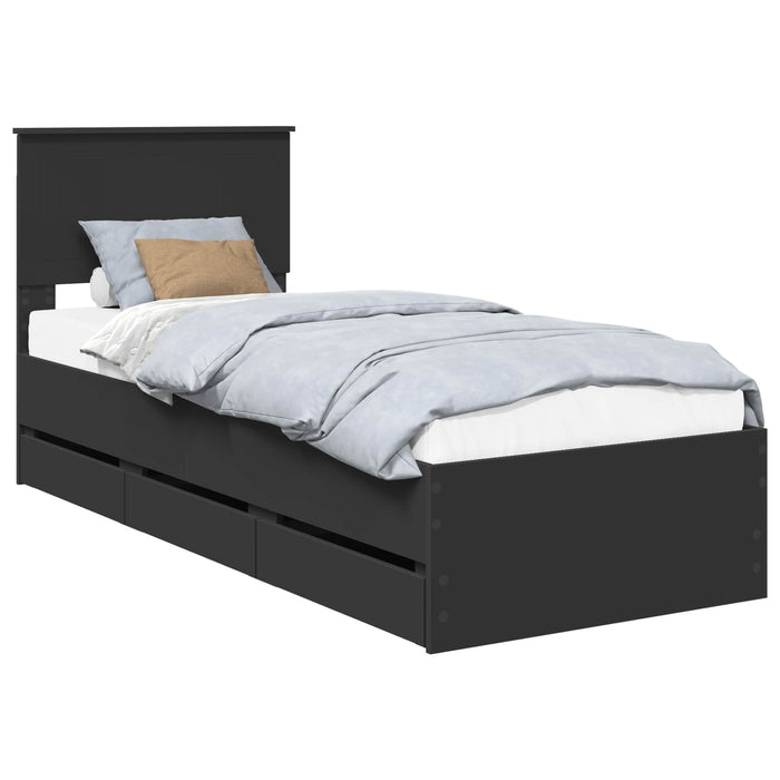 Cadru de pat cu sertar Negru 75 x 190 cm Lemn Ingineresc - WALTI WALTI