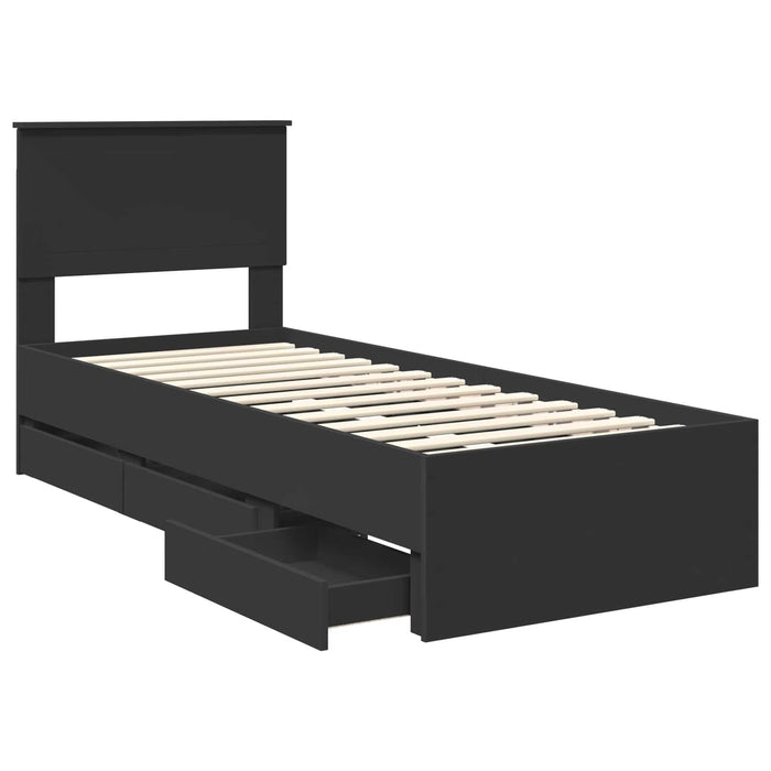 Cadru de pat cu sertar Negru 75 x 190 cm Lemn Ingineresc - WALTI WALTI