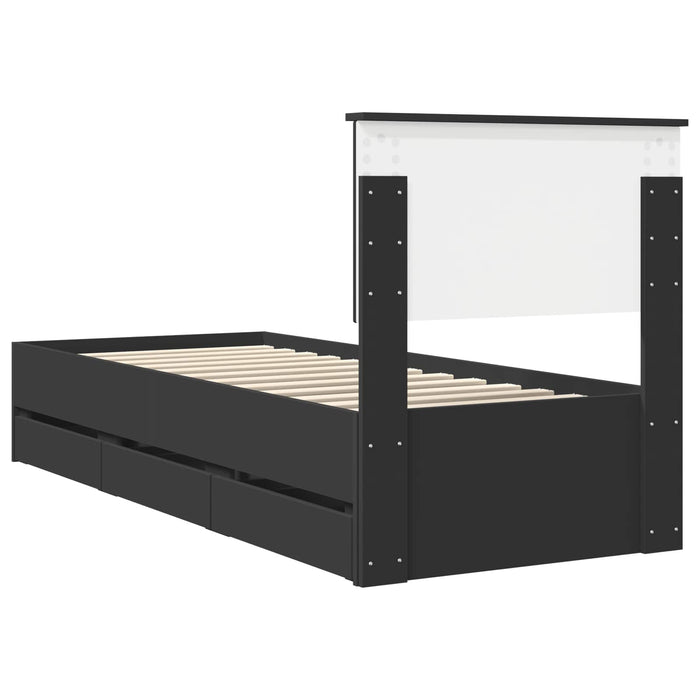 Cadru de pat cu sertar Negru 75 x 190 cm Lemn Ingineresc - WALTI WALTI