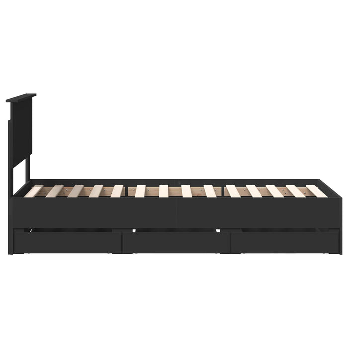 Cadru de pat cu sertar Negru 75 x 190 cm Lemn Ingineresc - WALTI WALTI