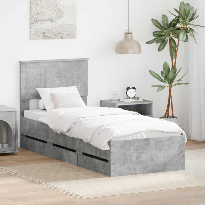 Cadru de pat Gri din beton 75 x 190 cm Lemn Ingineresc - WALTI WALTI