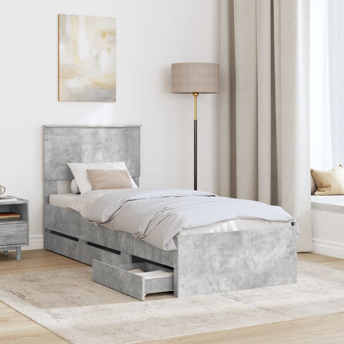 Cadru de pat Gri din beton 75 x 190 cm Lemn Ingineresc - WALTI WALTI