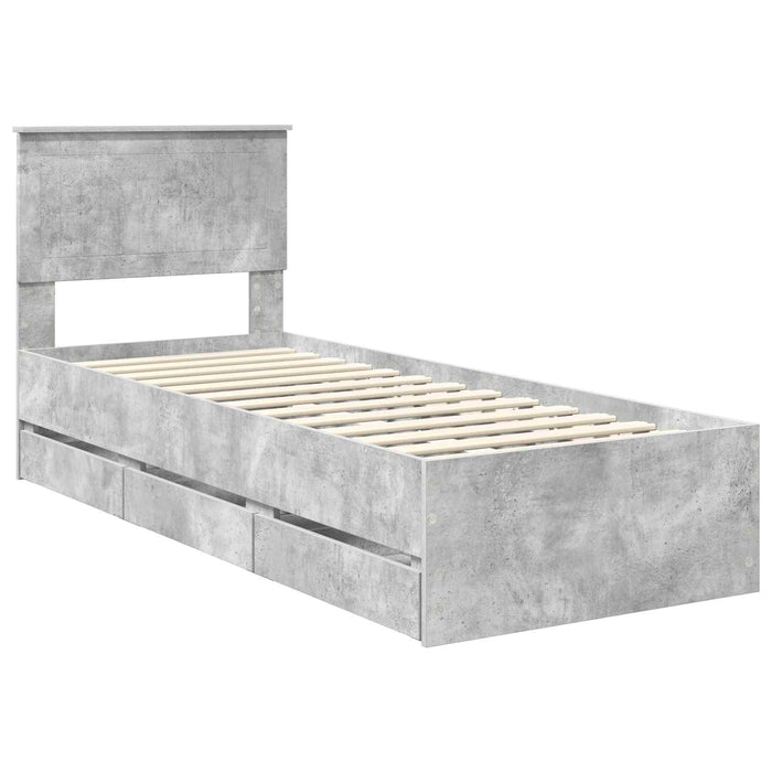 Cadru de pat Gri din beton 75 x 190 cm Lemn Ingineresc - WALTI WALTI