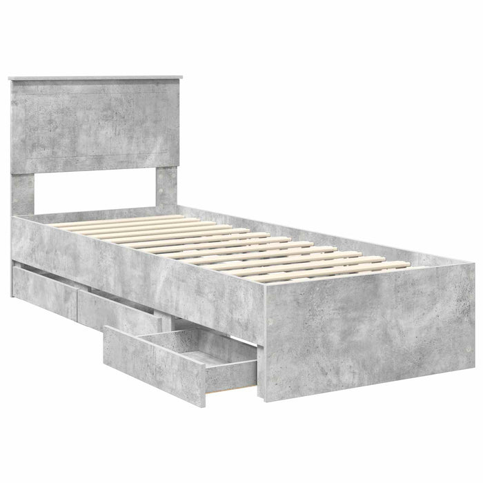 Cadru de pat Gri din beton 75 x 190 cm Lemn Ingineresc - WALTI WALTI