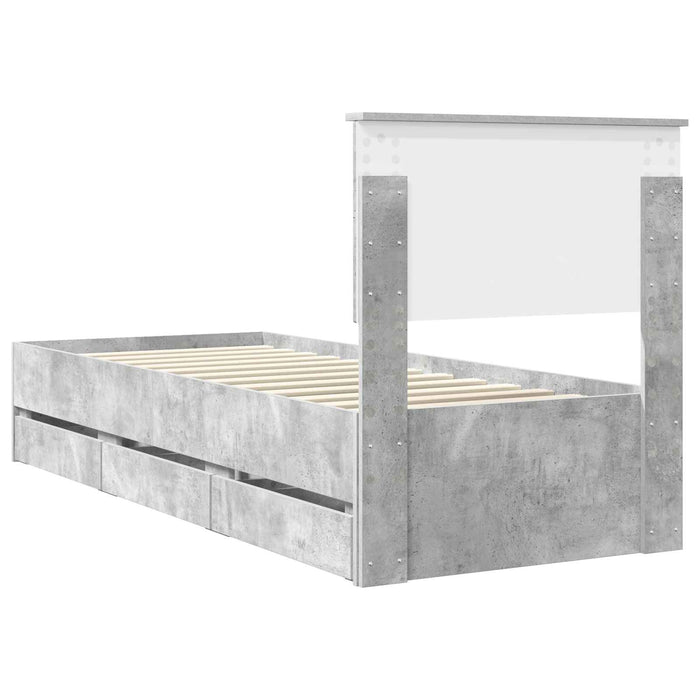 Cadru de pat Gri din beton 75 x 190 cm Lemn Ingineresc - WALTI WALTI