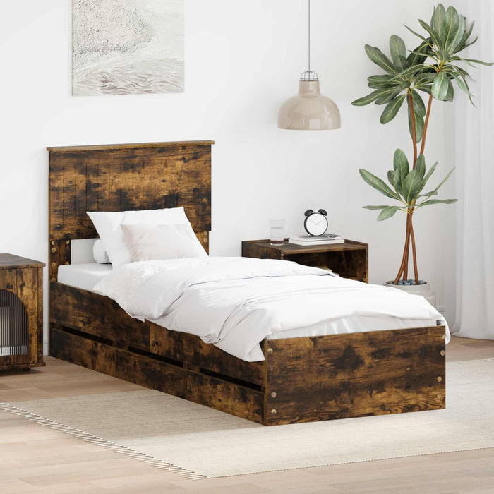 Cadru de pat Stejar fumuriu 75 x 190 cm Lemn Ingineresc - WALTI WALTI