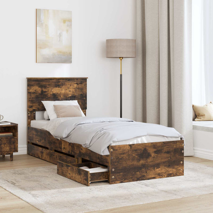 Cadru de pat Stejar fumuriu 75 x 190 cm Lemn Ingineresc - WALTI WALTI