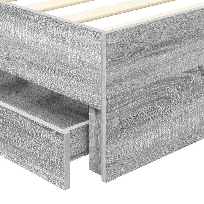 Cadru de pat cu sertar Gri Sonoma 75 x 190 cm Lemn Ingineresc - WALTI WALTI