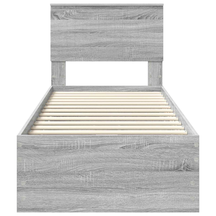 Cadru de pat cu sertar Gri Sonoma 75 x 190 cm Lemn Ingineresc - WALTI WALTI