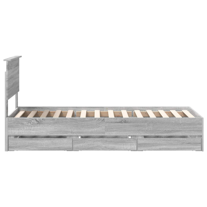 Cadru de pat cu sertar Gri Sonoma 75 x 190 cm Lemn Ingineresc - WALTI WALTI