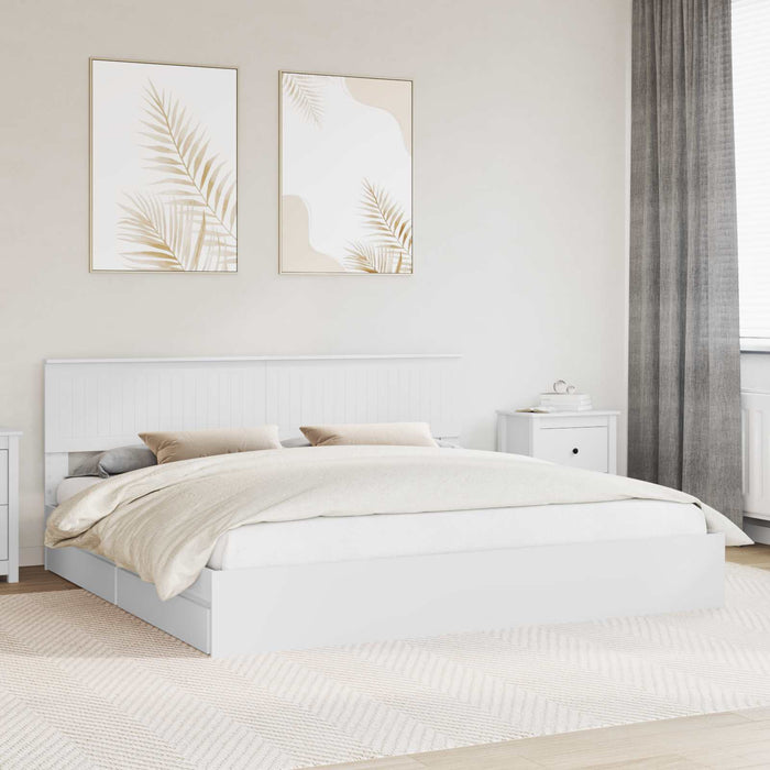 Pat cu storage cu headboard Alb 200 x 200 cm Lemn compozit WALTI