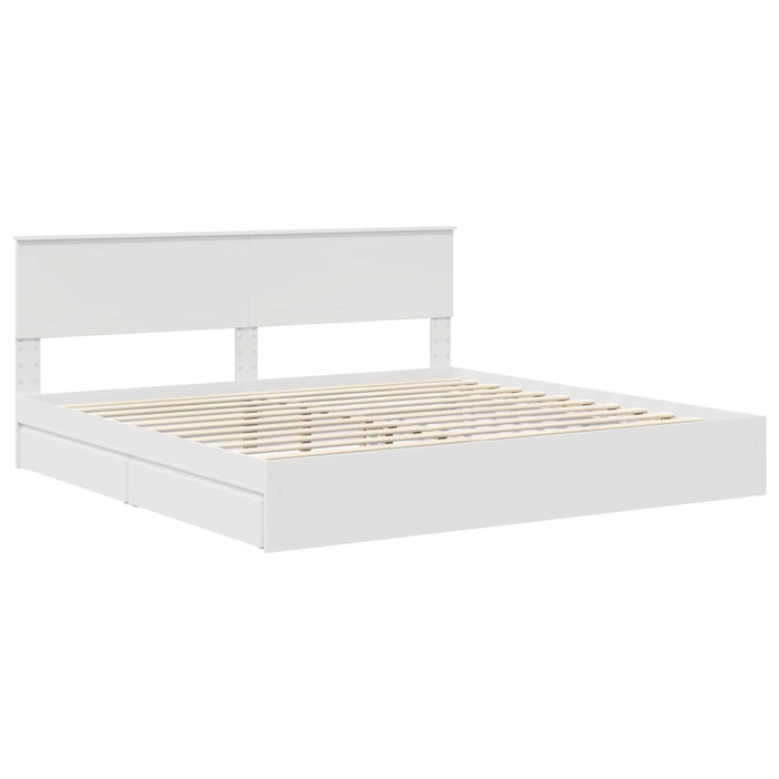 Pat cu storage cu headboard Alb 200 x 200 cm Lemn compozit WALTI