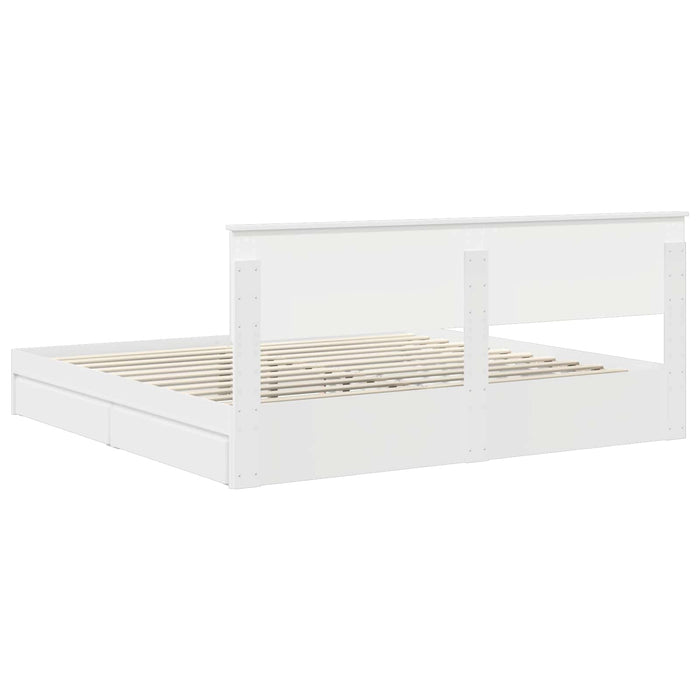 Pat cu storage cu headboard Alb 200 x 200 cm Lemn compozit WALTI