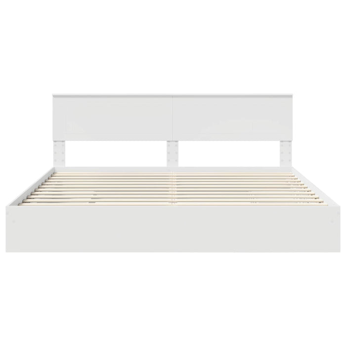 Pat cu storage cu headboard Alb 200 x 200 cm Lemn compozit WALTI