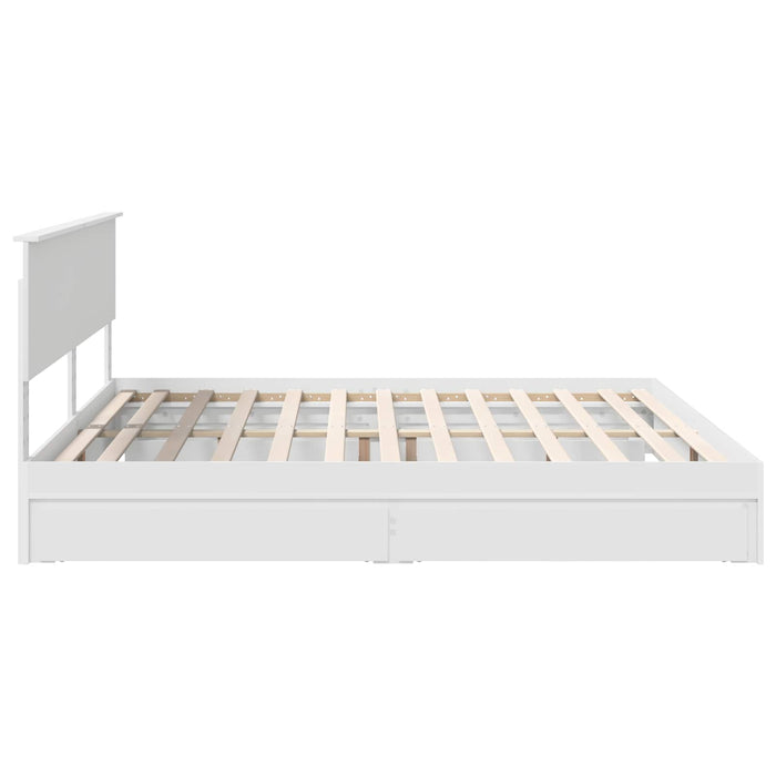 Pat cu storage cu headboard Alb 200 x 200 cm Lemn compozit WALTI