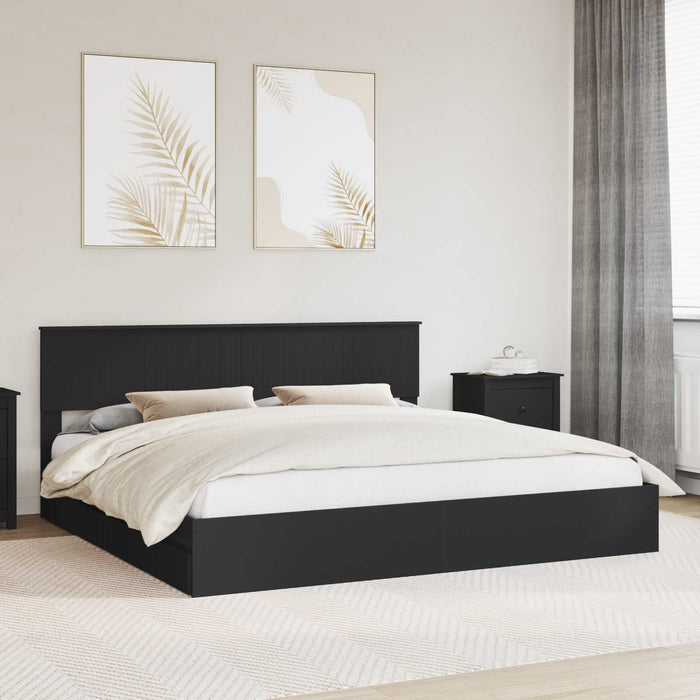 Pat cu storage cu headboard Negru 200 x 200 cm Lemn compozit - WALTI WALTI