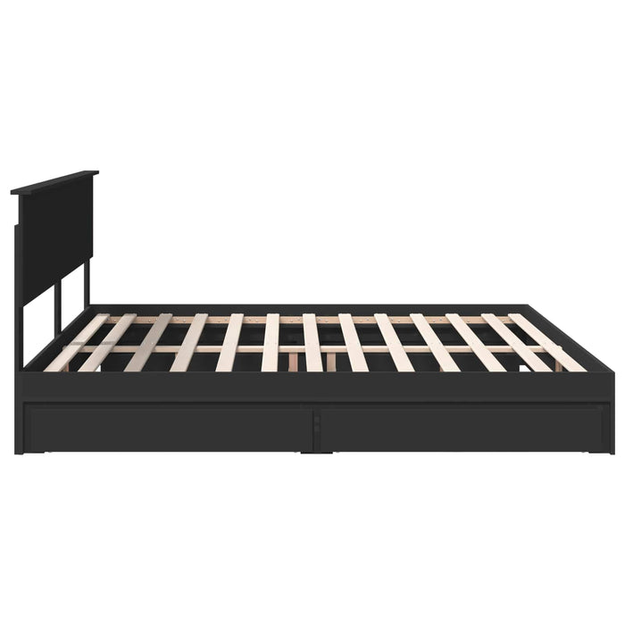 Pat cu storage cu headboard Negru 200 x 200 cm Lemn compozit - WALTI WALTI