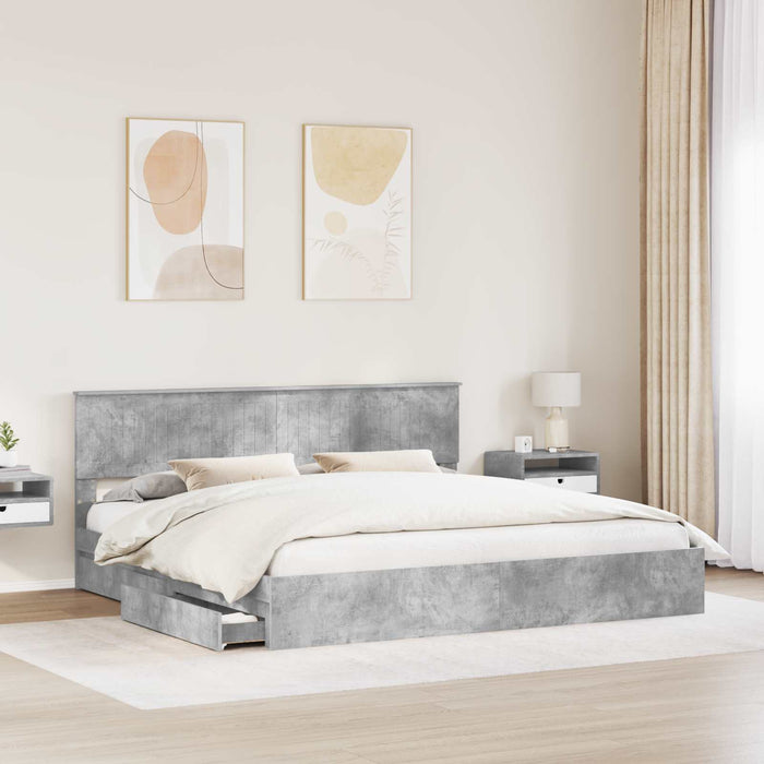 Pat cu storage Gri din beton 200 x 200 cm Lemn compozit - WALTI WALTI