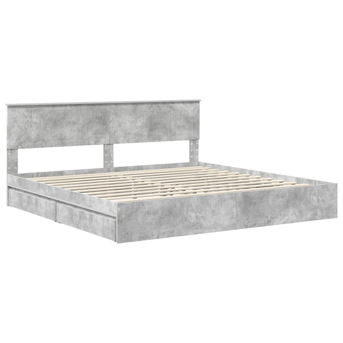 Pat cu storage Gri din beton 200 x 200 cm Lemn compozit - WALTI WALTI
