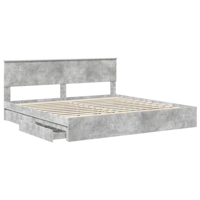 Pat cu storage Gri din beton 200 x 200 cm Lemn compozit - WALTI WALTI