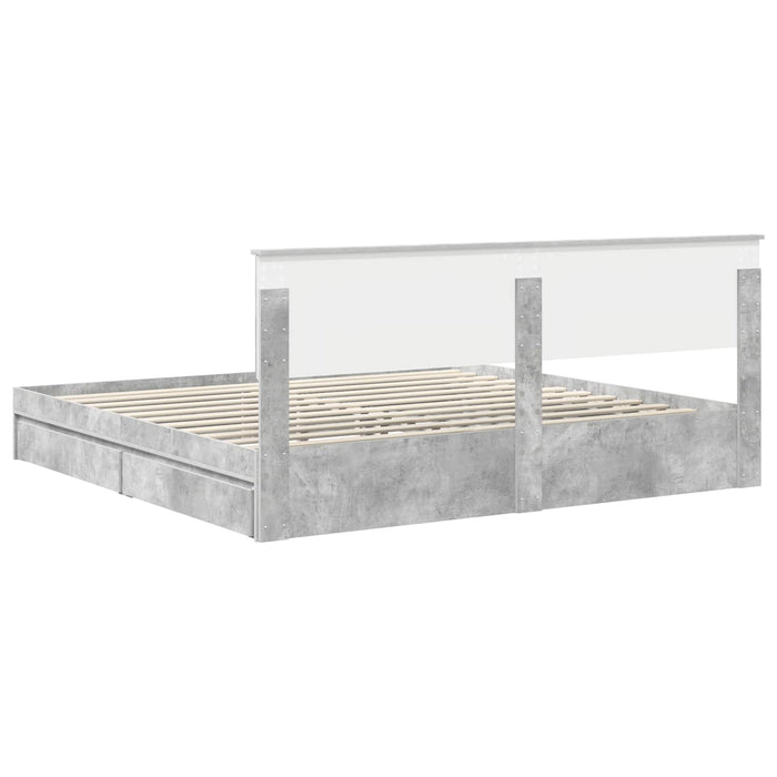 Pat cu storage Gri din beton 200 x 200 cm Lemn compozit - WALTI WALTI