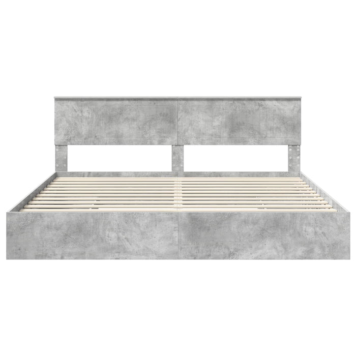 Pat cu storage Gri din beton 200 x 200 cm Lemn compozit - WALTI WALTI