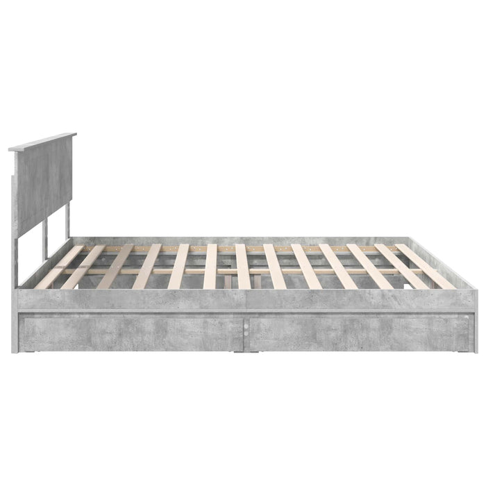 Pat cu storage Gri din beton 200 x 200 cm Lemn compozit - WALTI WALTI