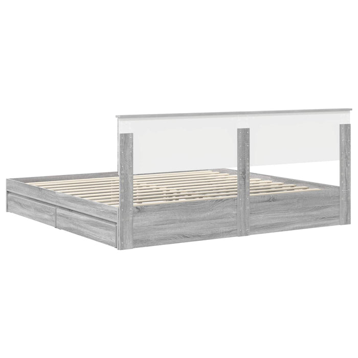 Pat cu storage cu sertar Gri Sonoma 200 x 200 cm Lemn compozit - WALTI WALTI
