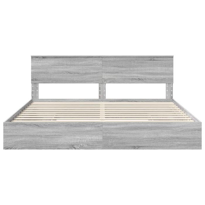 Pat cu storage cu sertar Gri Sonoma 200 x 200 cm Lemn compozit - WALTI WALTI