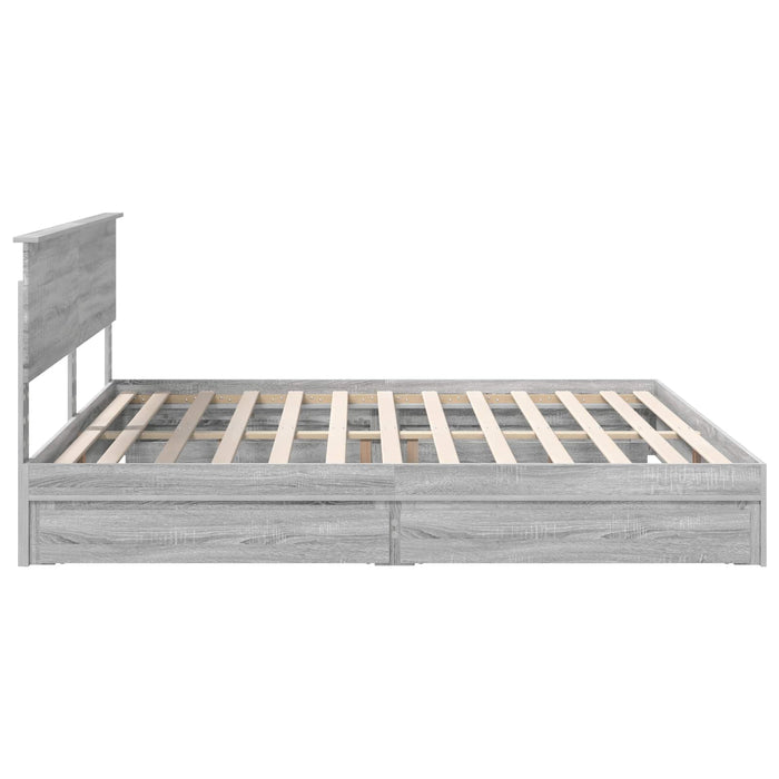 Pat cu storage cu sertar Gri Sonoma 200 x 200 cm Lemn compozit - WALTI WALTI