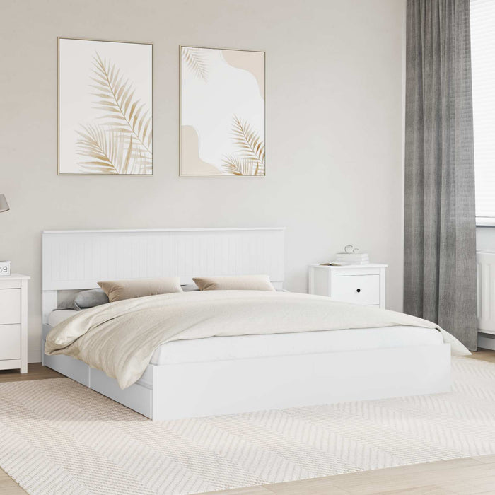 Pat cu storage cu headboard Alb 180 x 200 cm Lemn compozit - WALTI WALTI