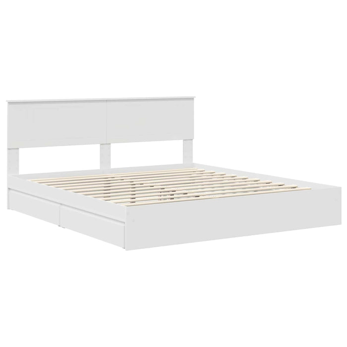 Pat cu storage cu headboard Alb 180 x 200 cm Lemn compozit - WALTI WALTI