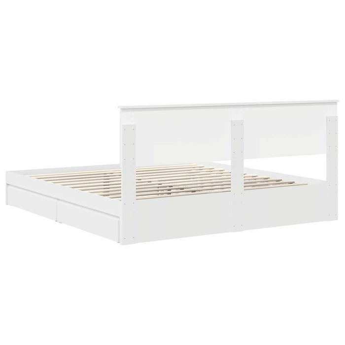 Pat cu storage cu headboard Alb 180 x 200 cm Lemn compozit - WALTI WALTI